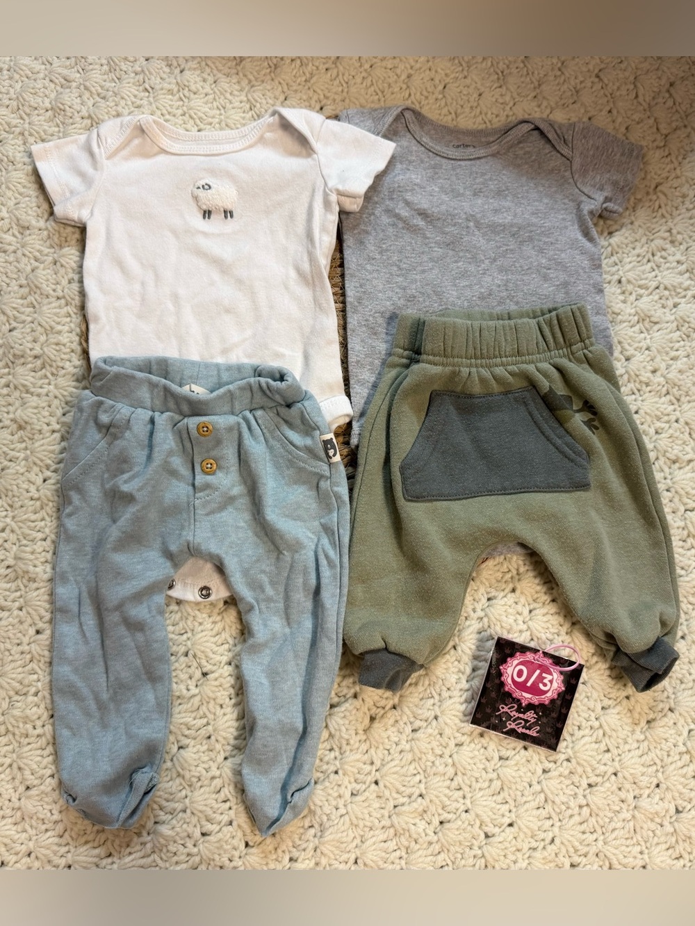 Carter's White, Gray, Blue, Green Baby Matching Set